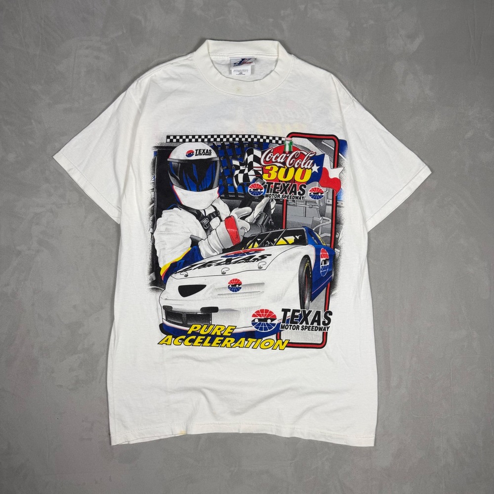 90s Mens Logo Athletic Coca-Cola 300 Texas Motor Speedway Racing Tee Large